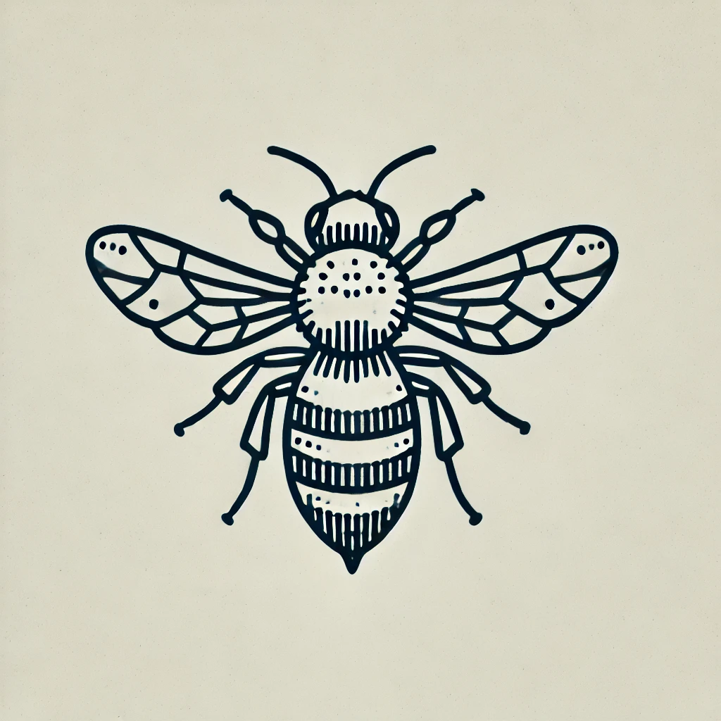 A small charcoal sketch of a bee tattoos with soft, textured lines, perfect for delicate and minimalist bee tattoo ideas.