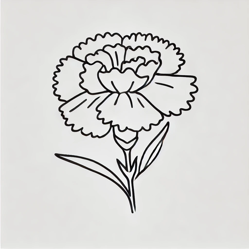 Carnation in outline style with a simple design focused on clean lines