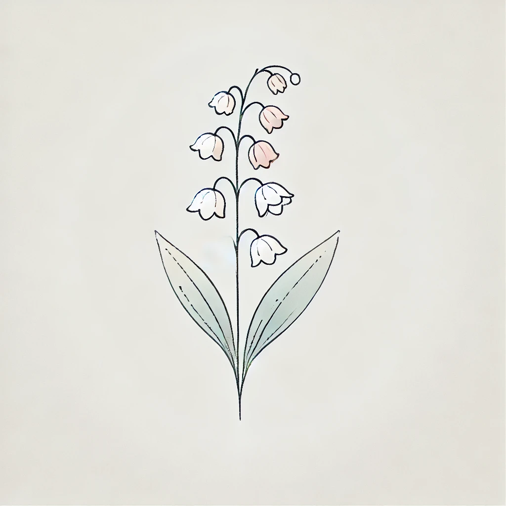 Refined design of a Lily of the Valley flower with gentle pastel watercolor textures and clean lines, an inspiring choice for a May Birth Flower Tattoo Lily of the Valley