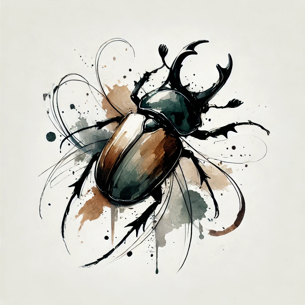 beetle tattos ideas in watercolour style