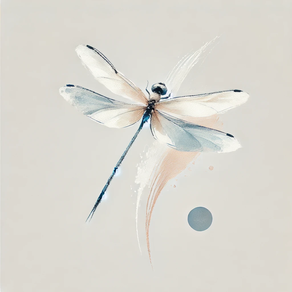 "A minimalist watercolor dragonfly design with soft pastel tones and elegant brushstrokes, ideal for unique dragonfly tattoo ideas with an artistic touch
