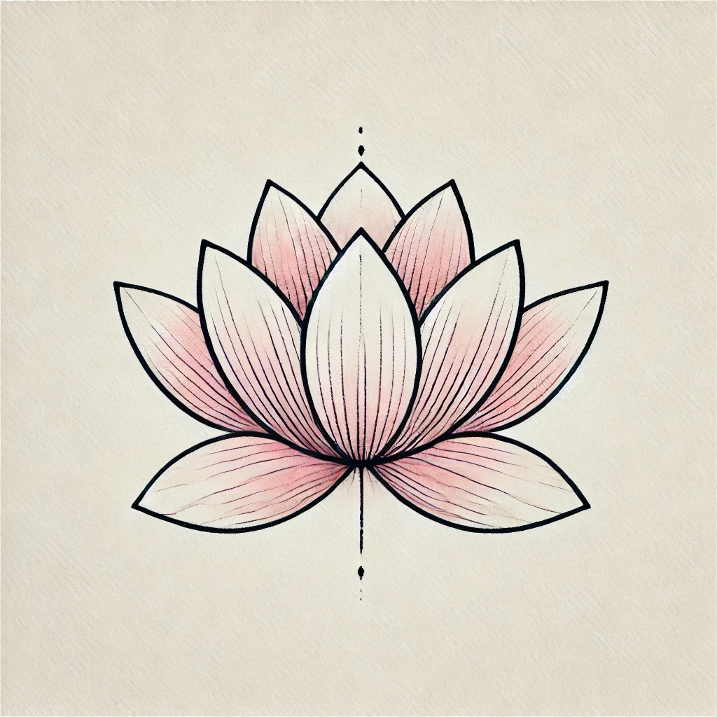 Geometric-inspired lotus flower tattoo in soft pink tones, combining elegance and spiritual symbolism for a modern look.