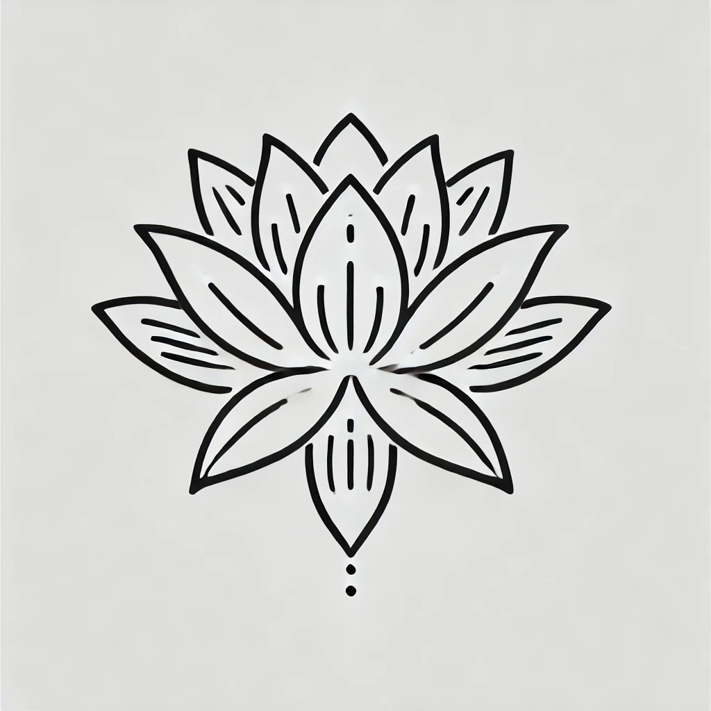 Black and white lotus flower tattoo idea with a geometric touch, emphasizing balance and elegance