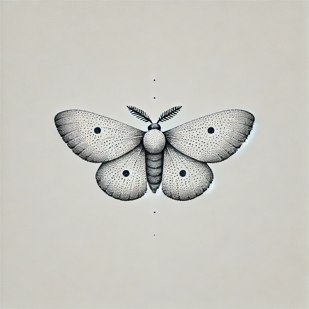 Minimalist moth tattoo design with clean lines and subtle shading, perfect for a simple and elegant moth tattoo