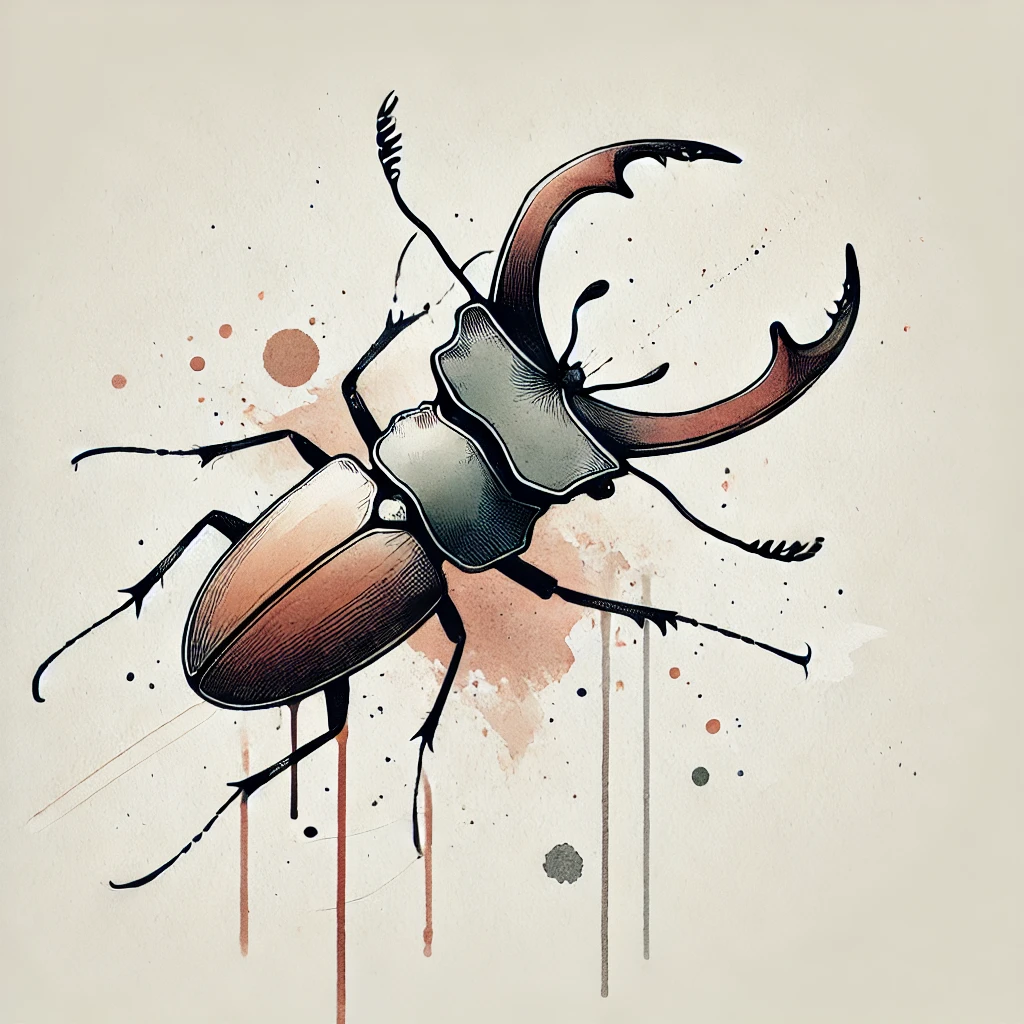 Artistic stag beetle tattoo design